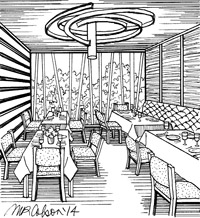 Bogota Restaurants - Drawing by Melissa Colson