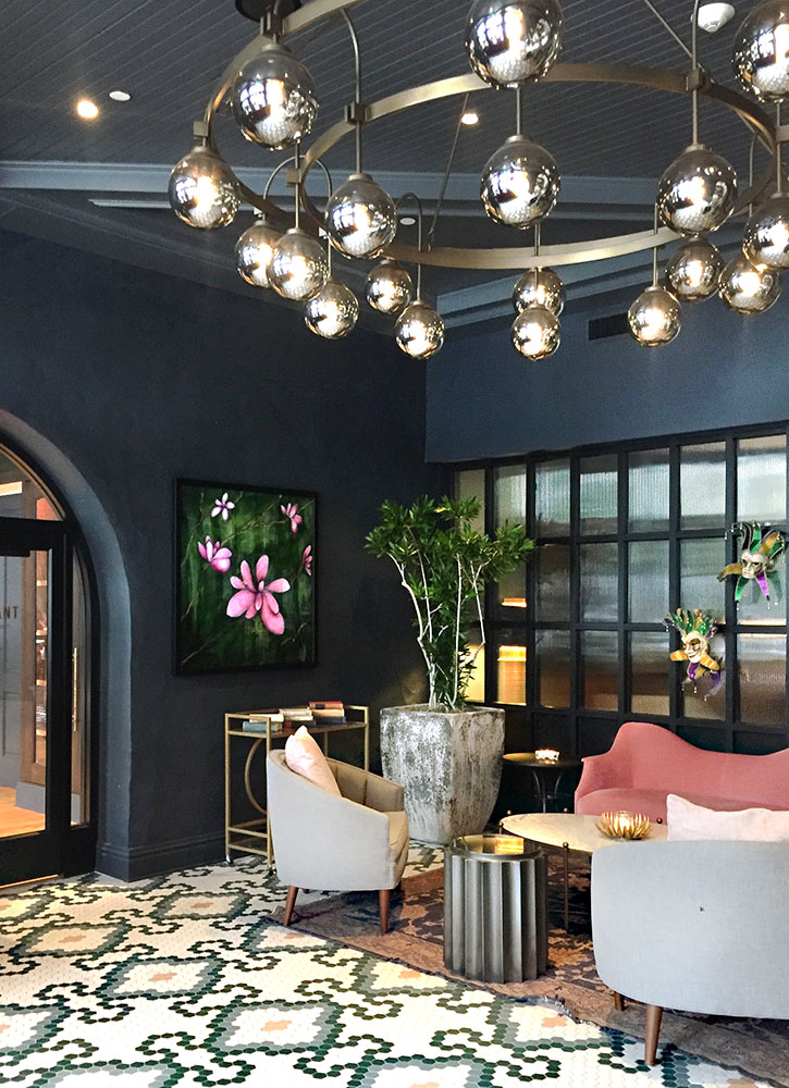 The lobby at The Eliza Jane in New Orleans, Louisiana - Photo by Hideaway Report editor