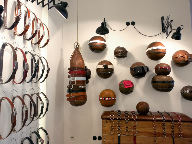Handmade leather belts at Hoffnung Berlin - Photo by Hideaway Report editor