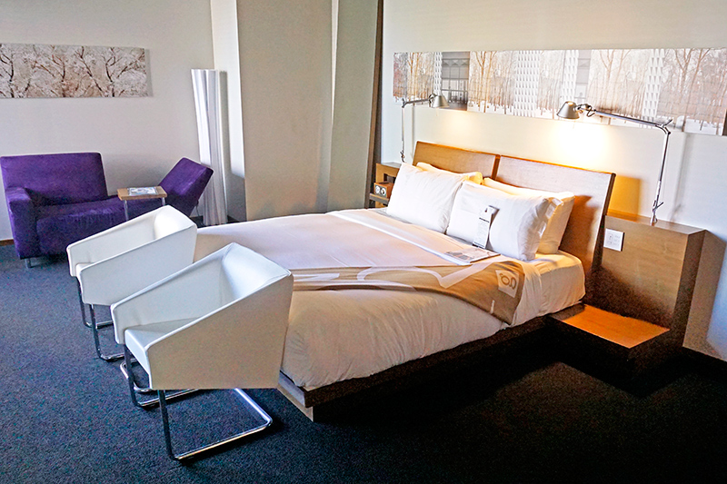 Bedroom in our Prestige corner room at Le Germain Hotel Calgary - Photo by Hideaway Report editor