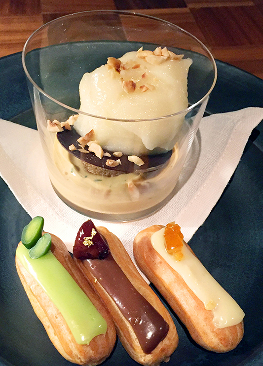 Miniature éclairs for dessert at Andaz Tavern - Photo by Hideaway Report editor