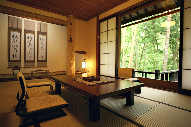 Room with tatami mat-floors at Wanosato - Photo by The Ryokan Collection