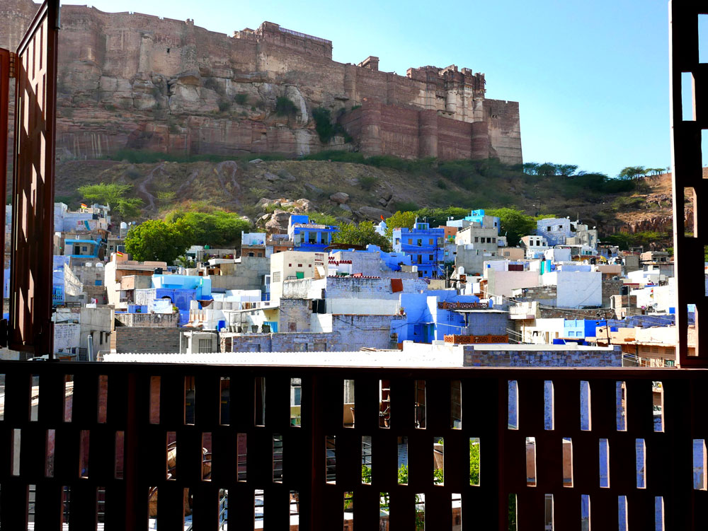 View of Mehrangarh Fort from our Luxury Room balcony at RAAS in Jodhpur - Photo by Hideaway Report editor