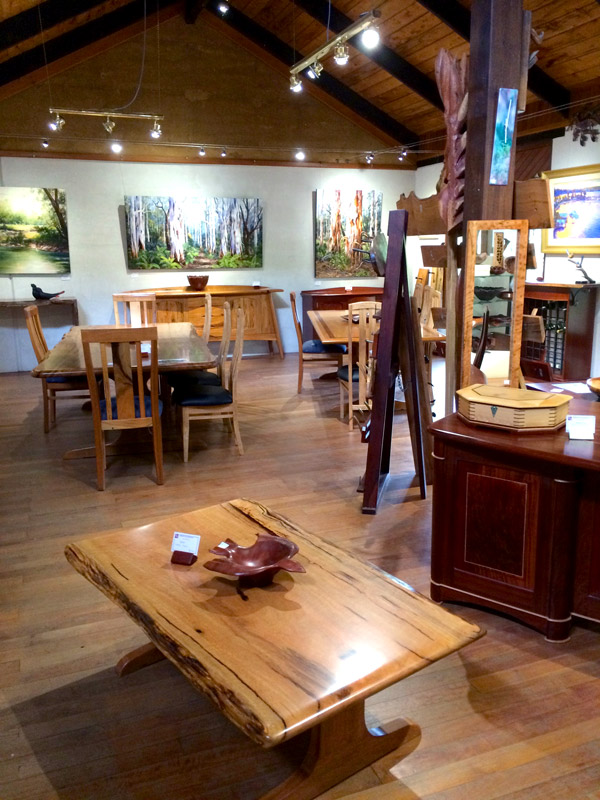 Artisanal furniture and landscape paintings at Boranup Gallery - Photo by Hideaway Report editor