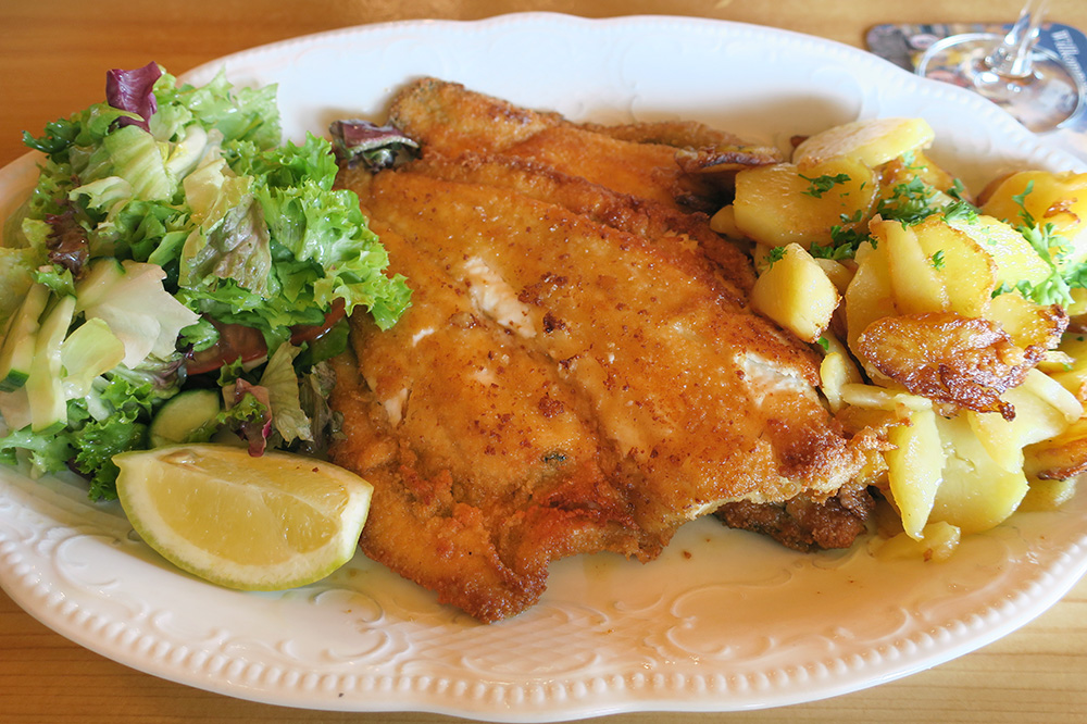 Turbot with roasted potatoes from <em>Restaurant Klabautermann</em> in Lippe, Germany - Photo by Hideaway Report editor